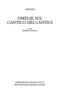 Copertina  Omelie sul Cantico dei cantici